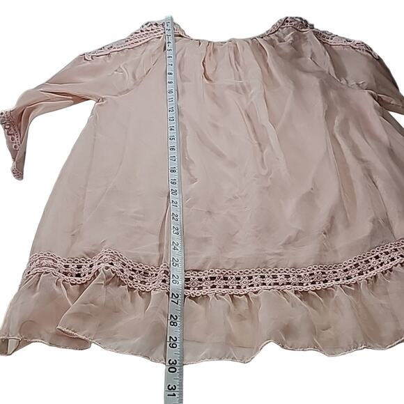 Ali Miles Womens Sz M Pink Lace Fairy Feminine Flowy Beach Peplum Ruffle Top - Picture 9 of 12